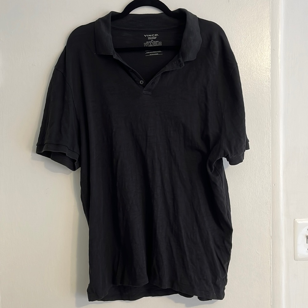 Vince Men’s XL Black Polo Short Sleeve Shirt Cotton